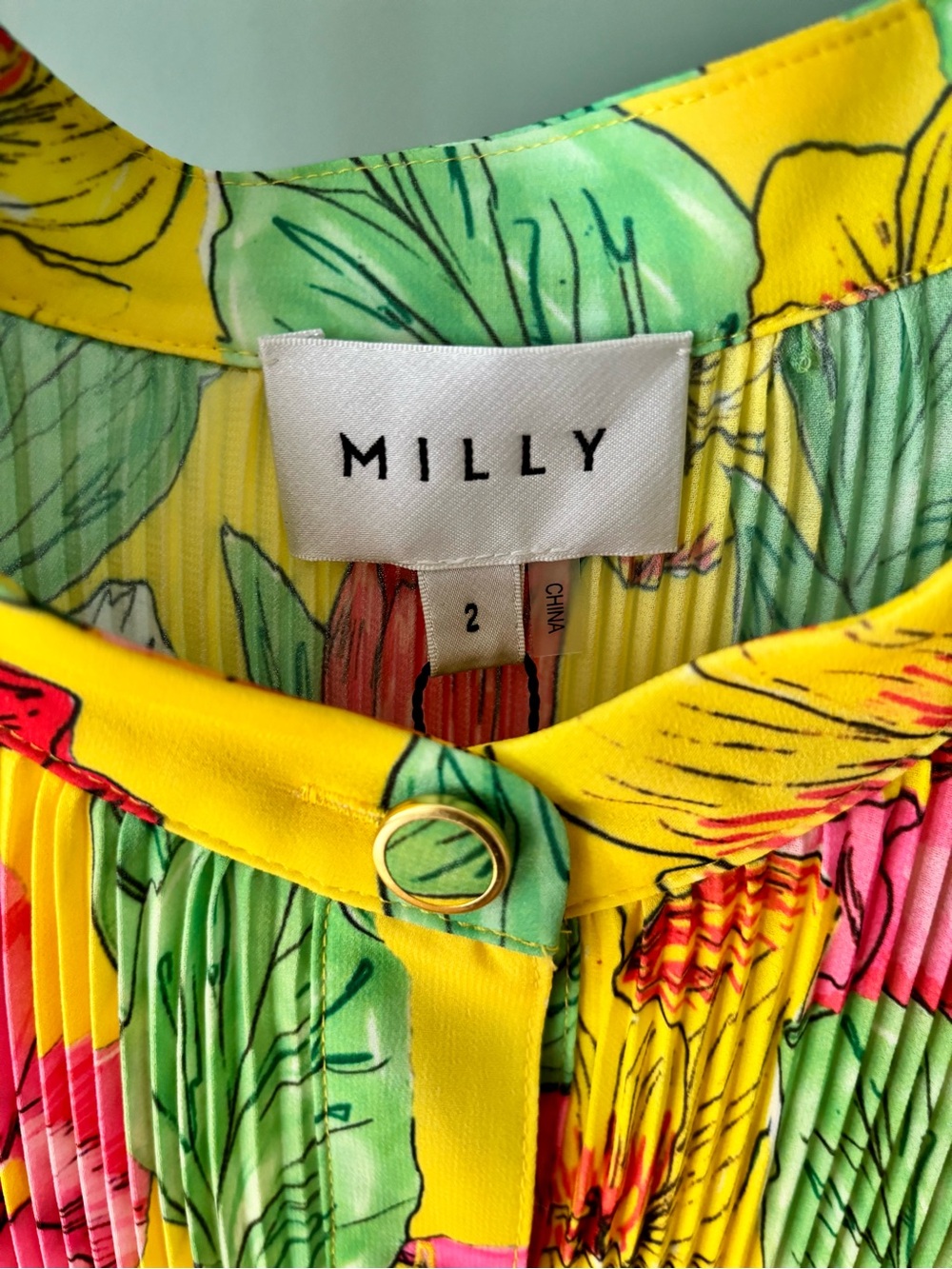 Milly Joan Tulip Rosette Dress | Pleated | Floral | Bright | Yellow - Picture 5 of 10